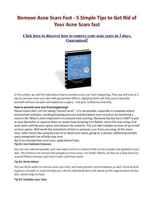 Remove Acne Scars Fast - 5 Simple Tips to Get Rid of Your Acne Scars Fast