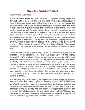 Buy or Rent Property in Thailand