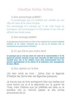 Oedipe Schlac Schlac par Cloé 