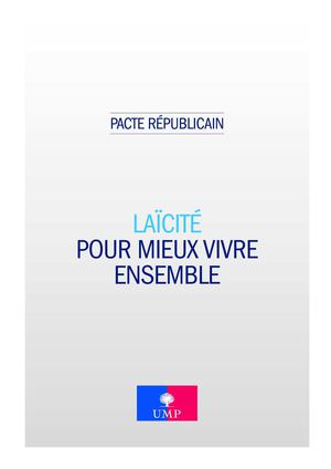 LAICITE LE PACTE REPUBLICAIN 26 PROPOSITIONs ump