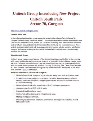 Confirm Booking Unitech South Park, # 9871851133, South Park Gurgaon