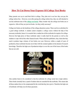 How To Cut Down Your Expense Of College Text Books