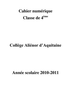 Cahier numérique-4eme