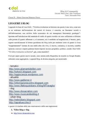Leggere e scrivere Blog