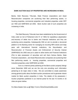 BANK AUCTION SALE OF PROPERTIES ARE INCREASING IN INDIA.