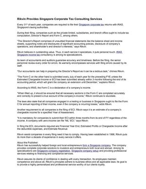 Rikvin Provides Singapore Corporate Tax Consulting Services