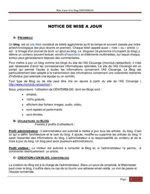 Notice de Création-mise à jour des Blogs du site de l'AS CLOUANGE