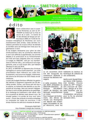 Lettre du SMETOM-GEEODE n°12 : avril 2011