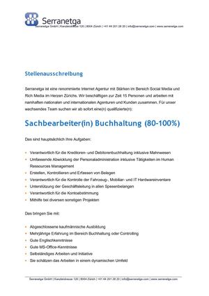 Serranetga SachbearbeiterIn Buchhaltung