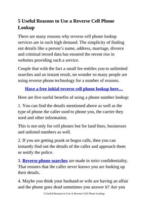 5 Useful Reasons To Use A Reverse Cell Phone Lookup