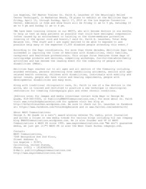 Dr. Faith E. Leuschen, Total Body Balance Inc., to exhibit at Abilities Expo, at LA Convention Ctr.