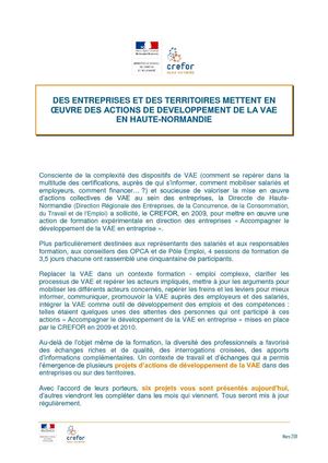 Actions de développement de la VAE en Haute-Normandie