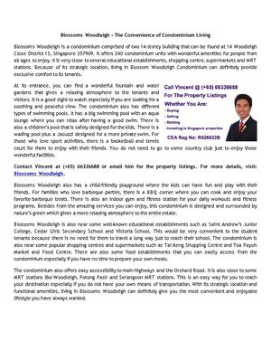 Blossoms Woodleigh - The Convenience of Condominium Living