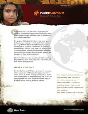 World Watch List 2011, Open Doors