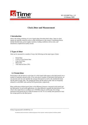Clock Jitter and Measurement