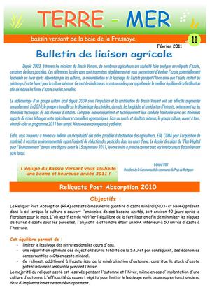 Bulletin de liaison agricole "TERRE-MER" - février 2011