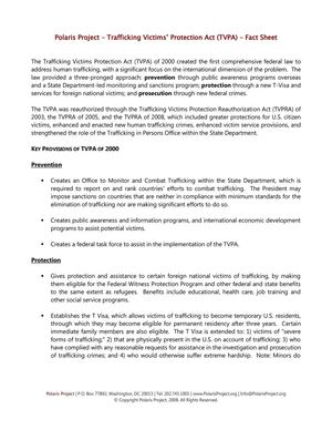 Trafficking Victims Protection Act Fact Sheet