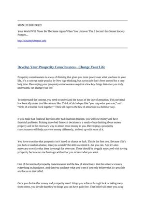 Develop Your Prosperity Consciousness - Change Your Life