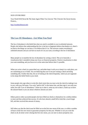 The Law Of Abundance - Get What You Need