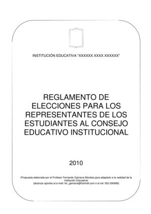 Reglamento de elecciones CONEI - estudiantes