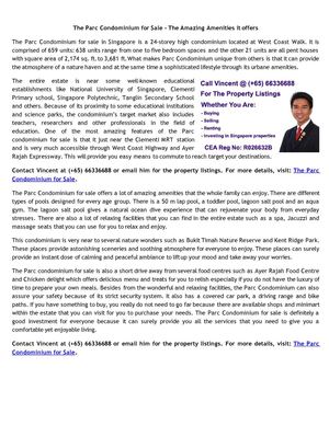 The Parc Condominium for Sale - The Amazing Amenities it offers