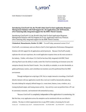 End-to-End Application Monitoring with CitraTest 5.0, full support for all applications and all protocols