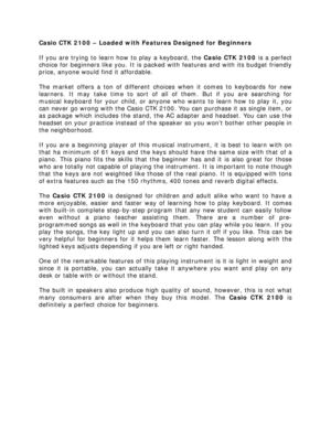 Casio CTK 2100- Loaded with Features Designed for Beginners