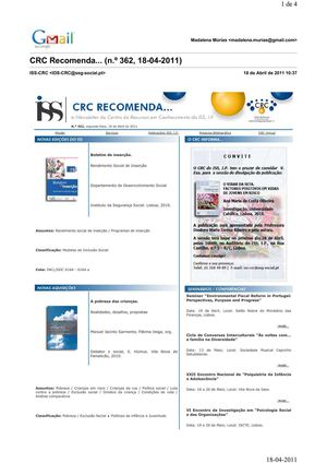 CRC Recomenda (n.º 362, 18-04-2011)