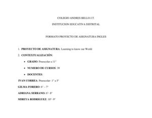 Proyectos de asignatura Ingles