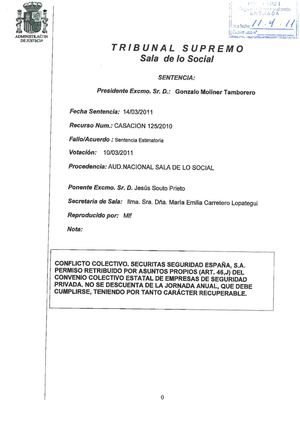 Sentencia Tribunal Supremos sobre Día Asuntos Propios (14/04/11)
