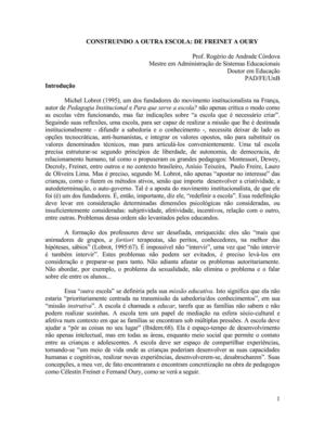 CONSTRUINDO A OUTRA ESCOLA - DE FREINET A OURY