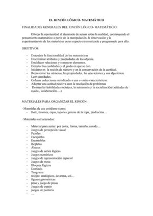 el rincón lógico-matemático