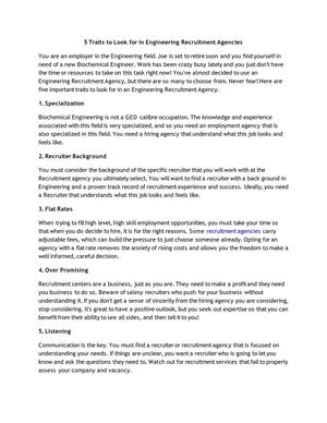 5 Traits to Look for in Engineering Recruitment Agencies