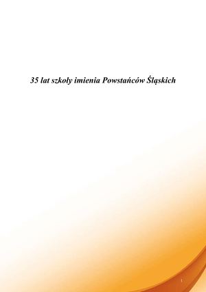 35 lat szkoły imienia Powstańców Śląskich