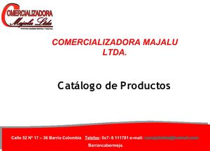 Catálogo de productos Comercializadora Majalu