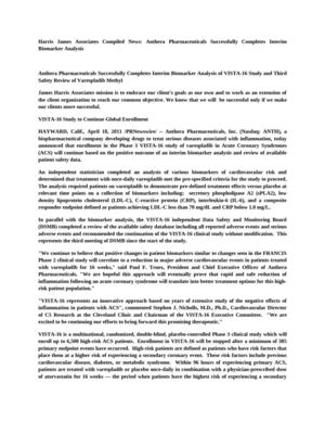 Harris James Associates Compiled News: Anthera Pharmaceuticals Successfully Completes Interim Biomarker Analysis