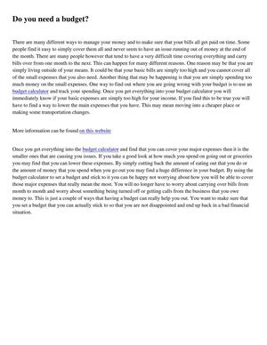 Do you need a budget?