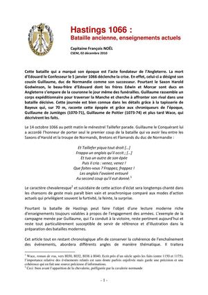 Hastings 1066 : Bataille ancienne, enseignements actuels