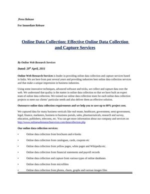 Online Data Collection: Effective Online Data Collection and Capture Services