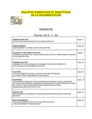 bulletin thématique 2010