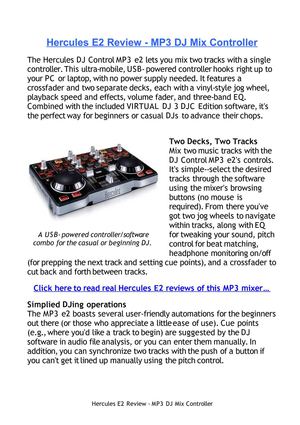 Hercules E2 Review - MP3 DJ Mix Controller
