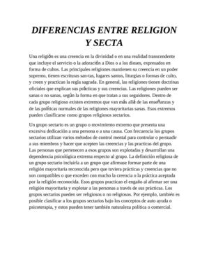 DIFERENCIAS ENTRE IGLESIA Y SECTA