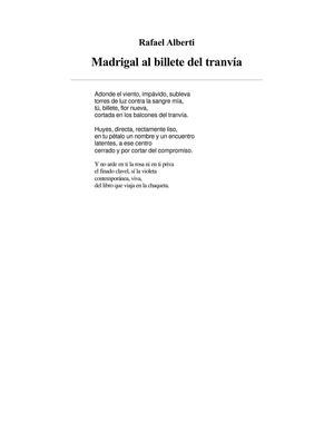 Madrigal al billete del tranvía