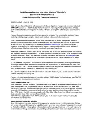 KANA Receives Customer Interaction Solutions