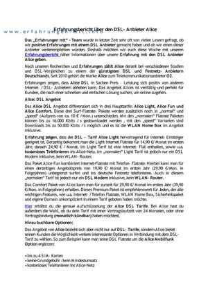 Erfahrungebericht Alice