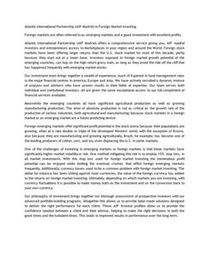 Atlantic International Partnership (AIP Madrid) in Foreign Market Investing