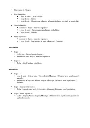 consignes exercice animation interaction