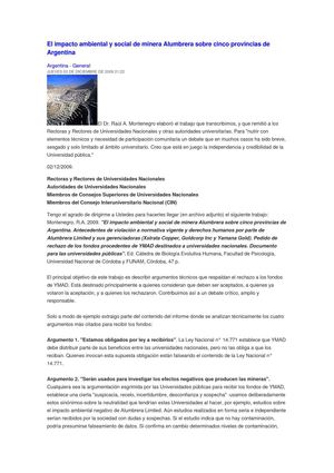 Carta del Dr. Raúl Montenegro a los Rectores