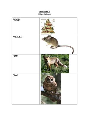 GRUFFALO VOCABULARY