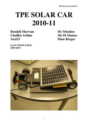 TPE 2011 voiture solaire